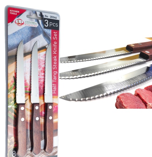 [20346] 4" Blade Half Tang Steak Knife 3pc (96 sets/ctn)
