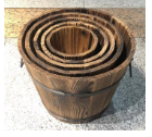[CPGC-0334] 5 piece Wood Barrels Flower Pot set 30x23.5cm 24x20cm 21x18cm 17x14cm 13x11cm, (1 set/ctn)