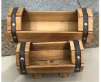 Set of 2 Wood Box Flower Pot 30x13x13cm 20x10x10cm