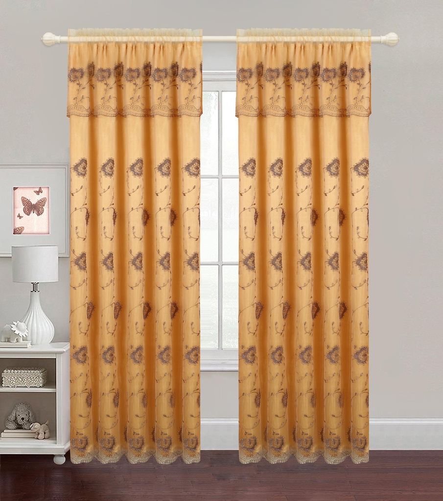 54"x84" Flower Embroidered Window Curtain (12 pcs/ctn)