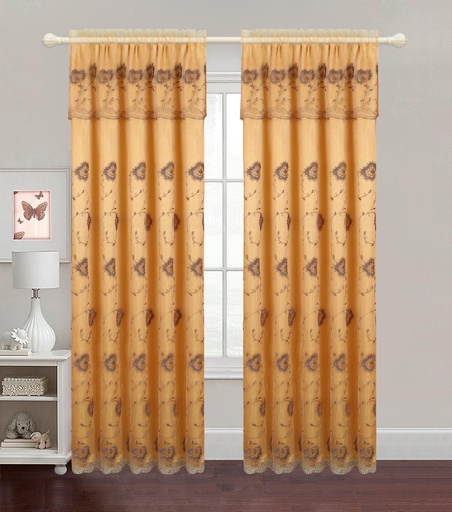 [WC55100-GB] 54"x84" Flower Embroidered Window Curtain (12 pcs/ctn)