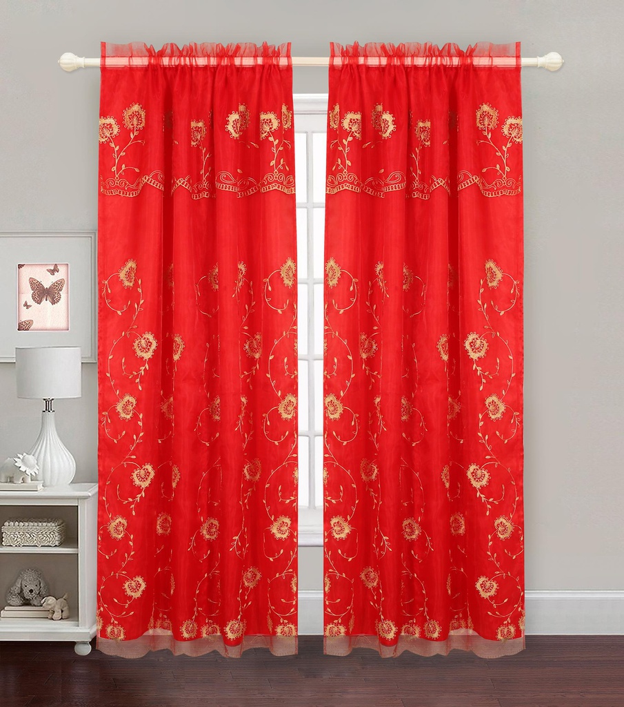 54"x84" Flower Embroidered Window Curtain (12 pcs/ctn)
