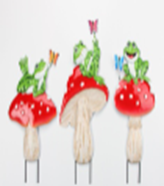 Metal Frog on Mushroom Garden Stake, 22.5x1x32.5cm (24 pc/ctn)