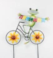 [HD10009] Metal Frog on Bike Garden Stake 39x51x9cm (12 pc/ctn)