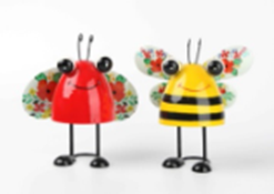 Metal Ladybug & Bee Garden Décor, 17x8.5x18cm  (24pc/ctn)