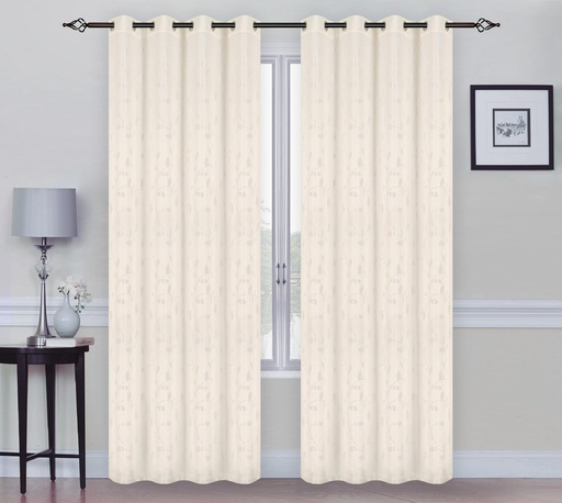 [WC57002-IV] 54"x84" Ivory Leaf Patten Window Curtain (12 pcs/ctn)