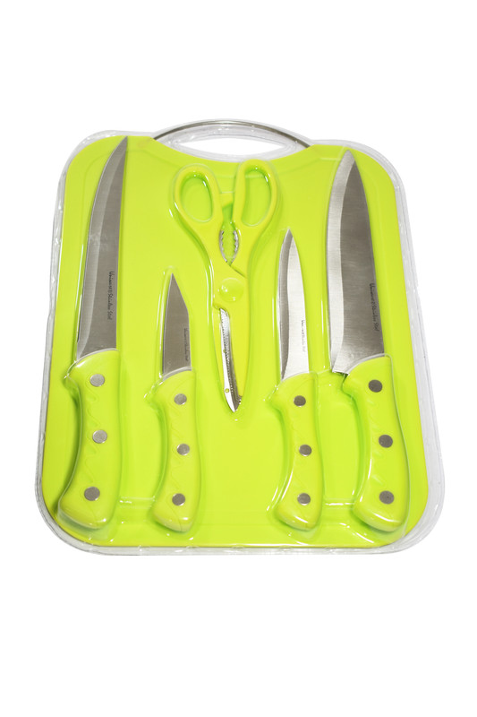 Knives, Scissor, and Cutting Board 6pc Set (12 sets/ctn)