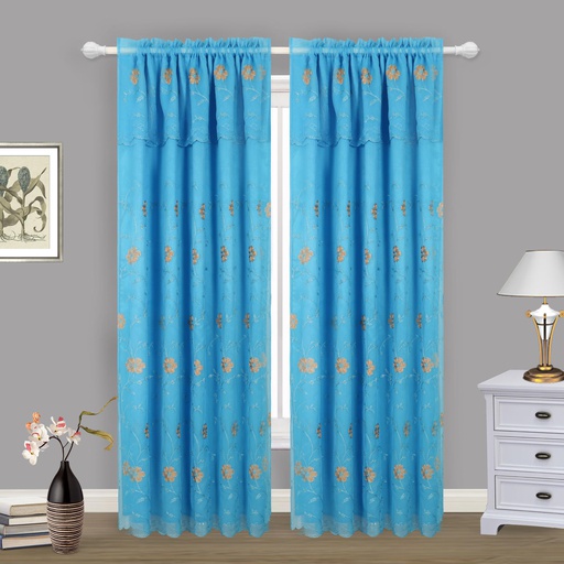 [WC59101-LF] 54"x84" Light Yellow Flower Window Curtain (12 pcs/ctn)