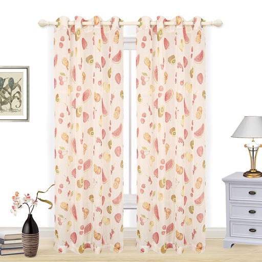 [WC59103-FT] 54"x84" Transparent Fruit Pattern Window Curtain (12 pcs/ctn
