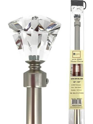 [WRD32411] 24-48" Satin Nickel Plated Crystal Rod (10 pcs/ctn)