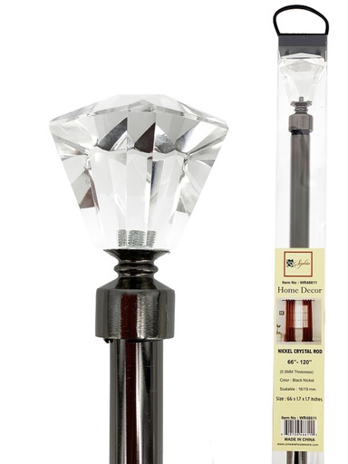 [WRD42411] 24-48" Black Nickel Plated Crystal Rod (10 pcs/ctn)