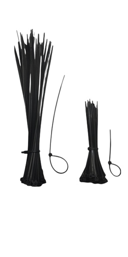 [ZT25680B] 50pc 4"+ 50pc 8" Nylon Zip Ties, 0.1" W, Black(48 bag/ctn)