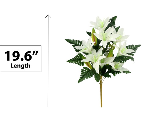 [FL9400] 50cm Cemetery Flower, White Lily, 13 Heads Flowers/Buds (12 pc/ctn)