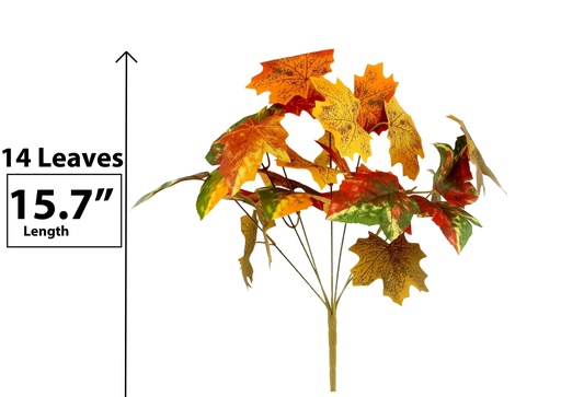 [FL8021] 14 leaves mixed color maple leave bush, 40cm (288 pc/ctn)