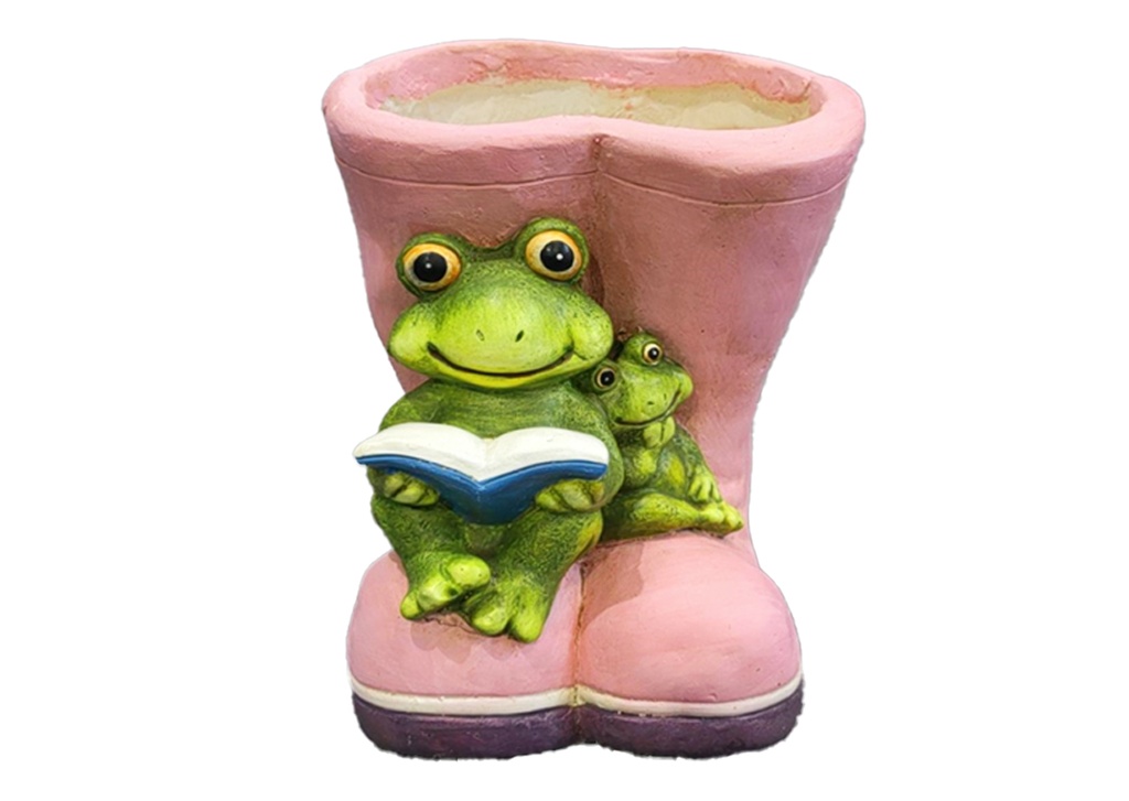 Boots With Frog Flower Pot, 8.07*9.06*10.04" (4 pc/ctn)
