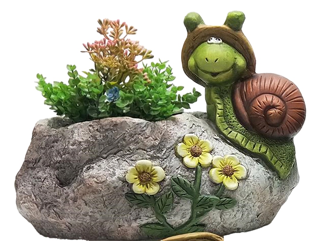 Snail On Rock Flower Pot, 13.98*6.1*10.63" (3 pc/ctn)