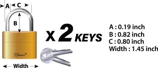 [DL201PB-38] Stainless Steel Pad Lock and Key Set (120 sets/ctn)