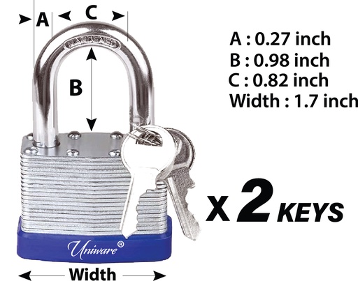 [DL205CP-45] Stainless Steel Pad Lock and 3 Keys Set (48 sets/ctn)