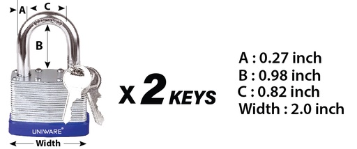 [DL205CP-50] Stainless Steel Pad Lock and 3 Keys Set (48 sets/ctn)