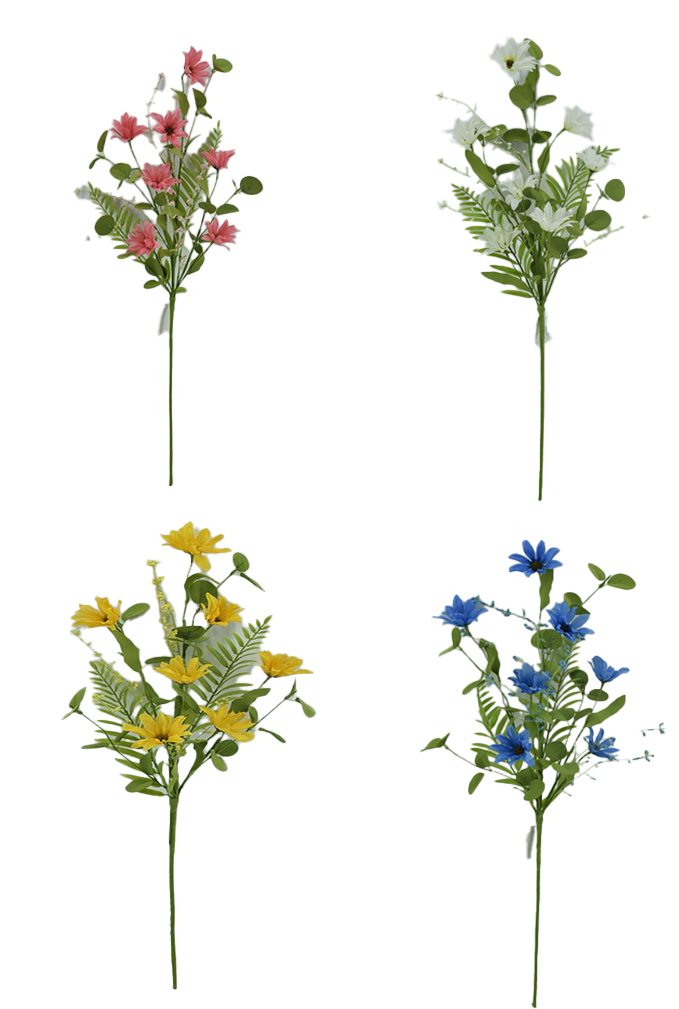28" Daisy Stem,7 Flower Head,4 Colors Assorted (144 pc/ctn)