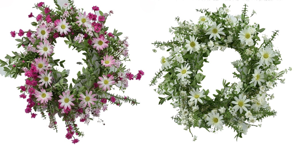24" Daisy Wreath,Flower Head:Big 144 pc,Small 48 pc,2 Colors Assorted (16 pc/ctn)