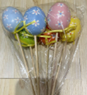 6 Pack Plastic Multicolor Eggs on Stick, 6cm (80 bags/ctn)