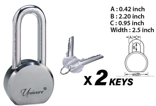 [DL203CP-65L] Stainless Steel Pad Lock and Keys Set (24 sets/ctn)