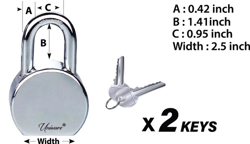 [DL203CP-65S] Stainless Steel Pad Lock and Keys Set (24 sets/ctn)