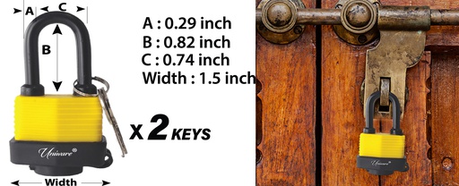 [DL206YL-40] Stainless Steel Pad Lock and 3 Keys Set (48 sets/ctn)