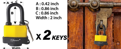 [DL206YL-50] Stainless Steel Pad Lock and 3 Keys Set (48 sets/ctn)