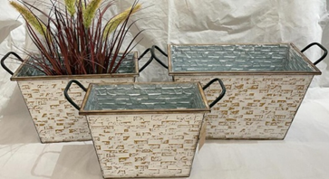 [FL0407] 3 Size Rectangular Metal Flower Planter Set with Handles (4 sets/ctn)