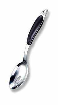 [20702] 14" Heavy Duty S.S. Slotted Spoon w. Black Handle (72 pcs/ctn)