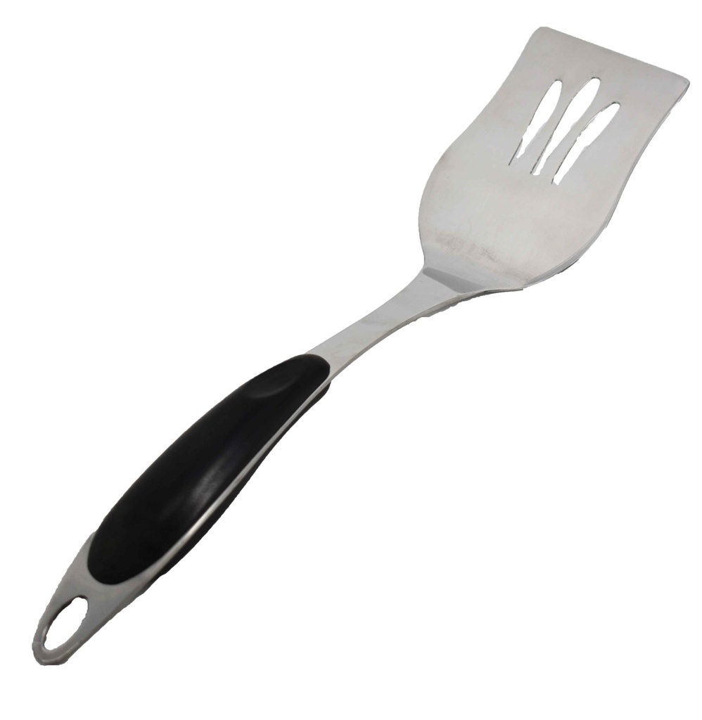14.5" Heavy Duty S.S. Slotted Spatula w. Black Handle (72 pcs/ctn)