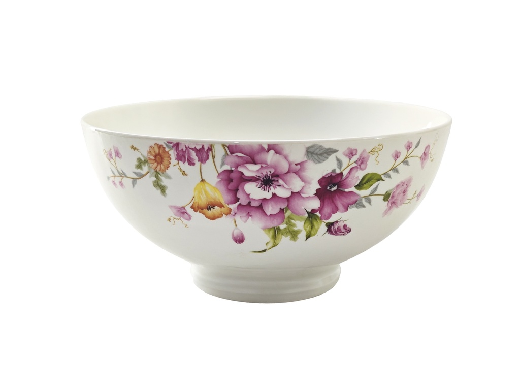 8" Porcelain Bowl, Pink Flower (24 pc/ctn)
