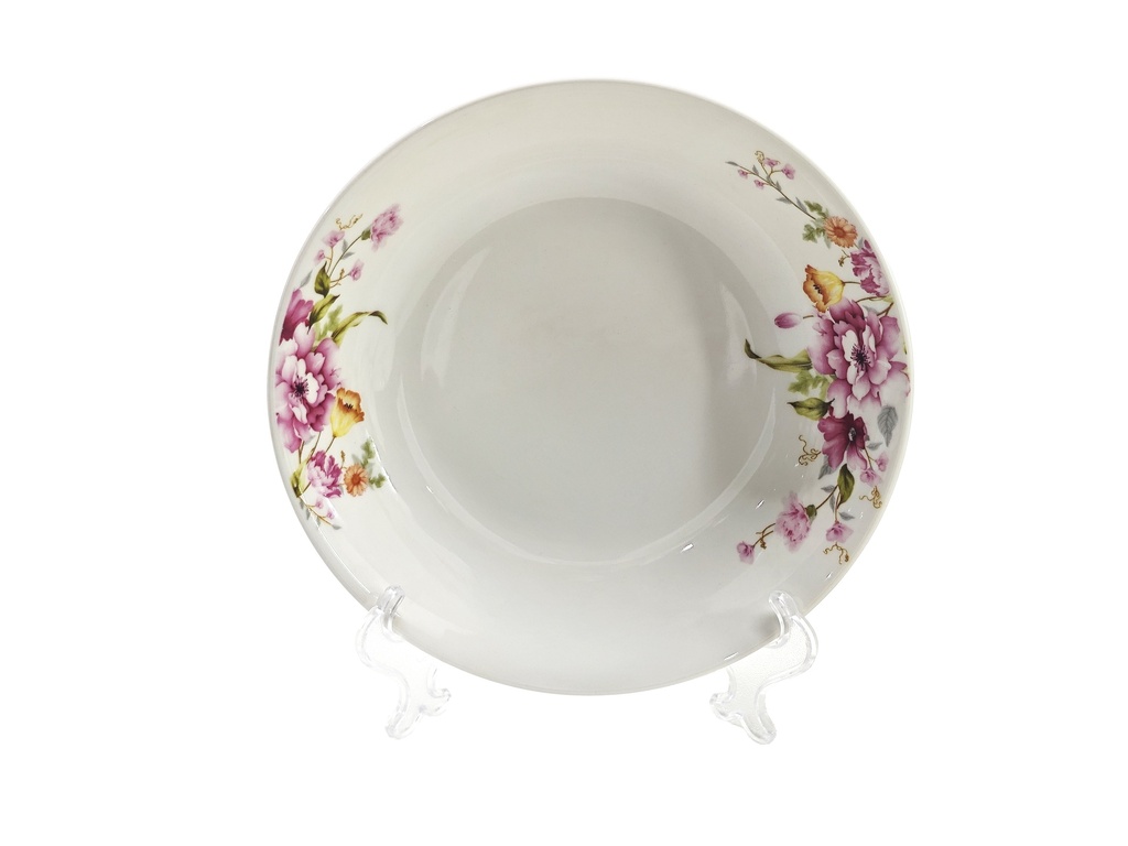 8" Porcelain Round  Plate, Pink Flower (24 pc/ctn)