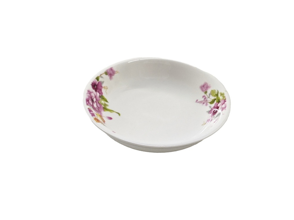 3.9" Porcelain Sauce Plate, Pink Flower (360 pc/ctn)