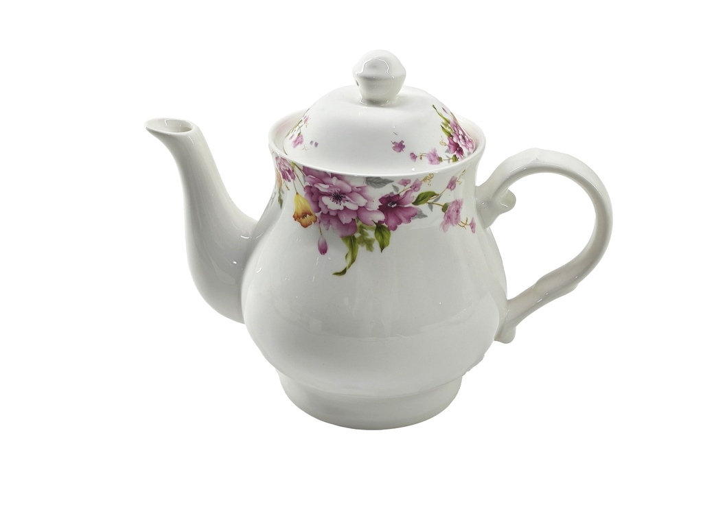 1120ml Porcelain Tea Pot, Pink Flower (12 pc/ctn)