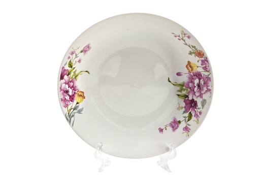 [GGC201-100] 10" Porcelain Soup Plate, Pink Flower (24 pc/ctn)