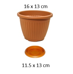 [FL0150S] 1.5LT Kemer Pot Flower Pot with Tray, 160x130mm (60 pc/ctn)