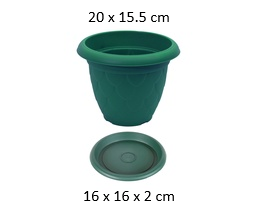[FL0002] 2.2LT Waterdrop Flower Pot with Tray, 200X155mm (60 pc/ctn)