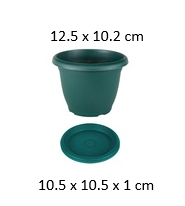 [FL0011GR] 0.6LT Villa Flower Pot with Tray, 125X102mm (120 pc/ctn)