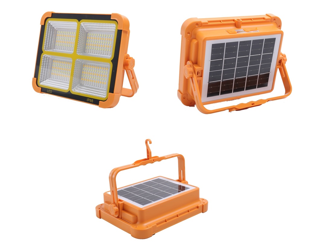 200W Outdoor Solar Flood Lights, 288 LED, 4800 am USB Rechargeable, 21.5x17.5x4.5cm (12 pc/ctn)
