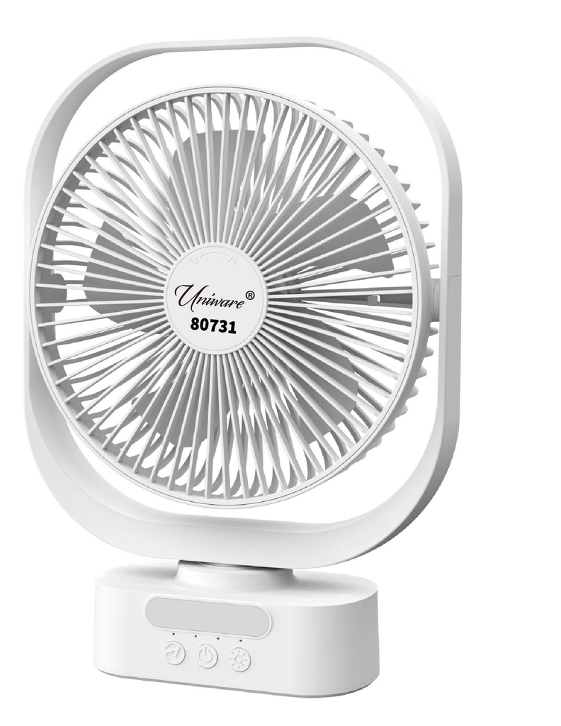 8" Rotating Fan with 4000mAh Li-ion Battery, Solar Panel, USB/Solar Rechargeable (12 pc/ctn)