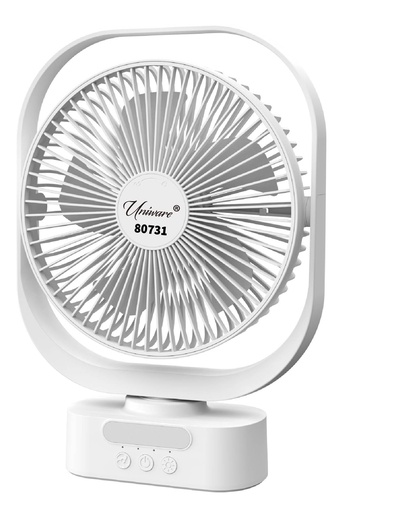 [80731] 8" Rotating Fan with 4000mAh Li-ion Battery, Solar Panel, USB/Solar Rechargeable (12 pc/ctn)