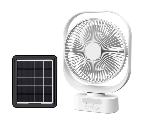 [80731] 8" Rotating Fan with 4000mAh Li-ion Battery, Solar Panel, USB/Solar Rechargeable (12 pc/ctn)