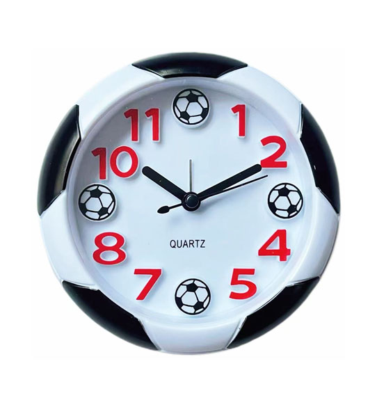 Round Alarm Clock, 4.53"×1.69"(11.5×4.3cm) Soccer Design  (10 pc/ctn)