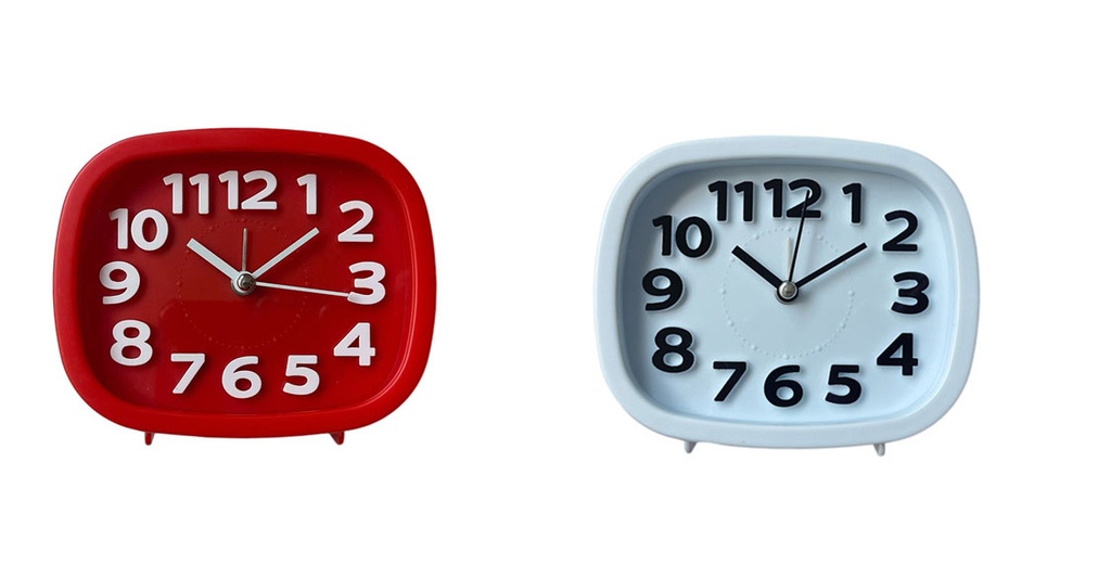 Square Alarm Clock, 4.72"×3.94"×1.57"(12×10×4cm), Mixed Colors (10 pc/ctn)