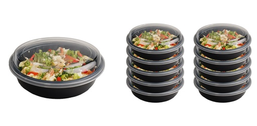 [712124] 24oz(710ml) 10pc/set Round Food Container, Microwavable, Clear Lid (12 set/ctn)