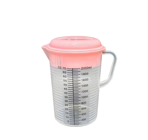 [P71153] 2000ml(2.11QT) Plastic Measuring Cup/Water Jug with Lid (12 pc/ctn)