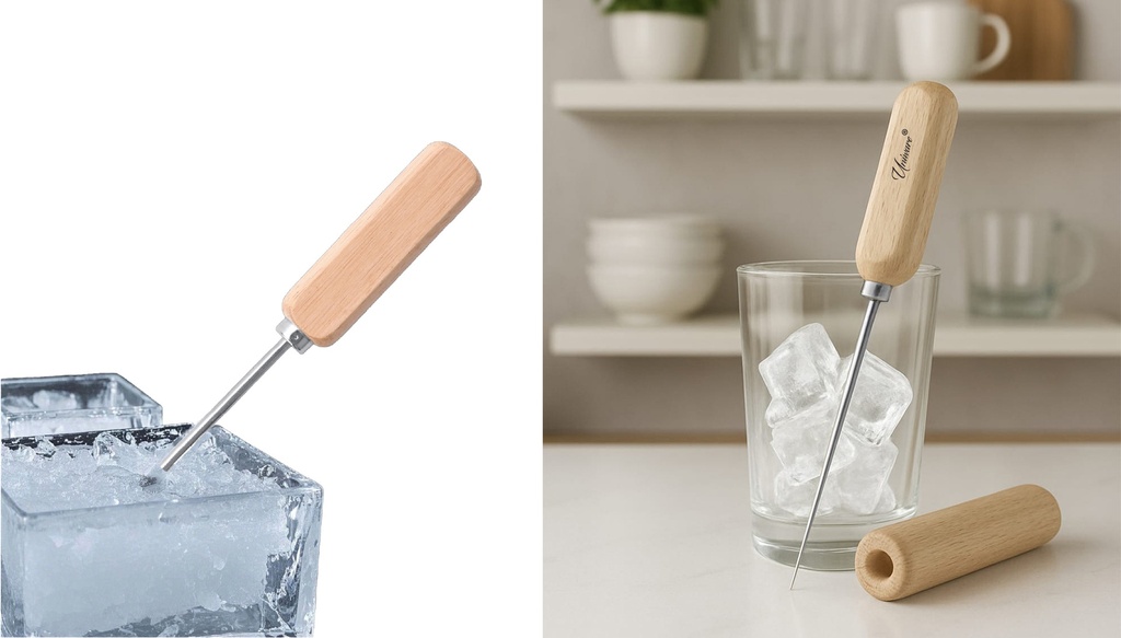 Wooden Handle Stainless Steel Ice Pick with Wooden Sheath (72 pc/ctn)